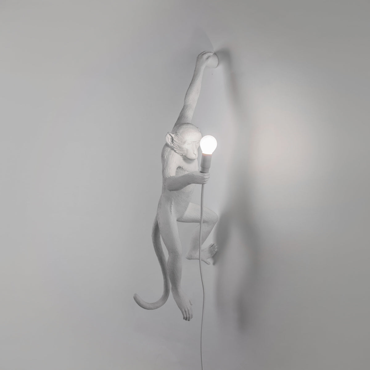 Seletti White Monkey Lamp, left-hand hanging version, view 3