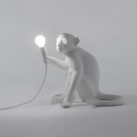 Seletti Monkey Lamp Collection - Black Monkey Lamp, White Monkey Lamp, Standing, Sitting, Hanging, Ceiling, and Swing