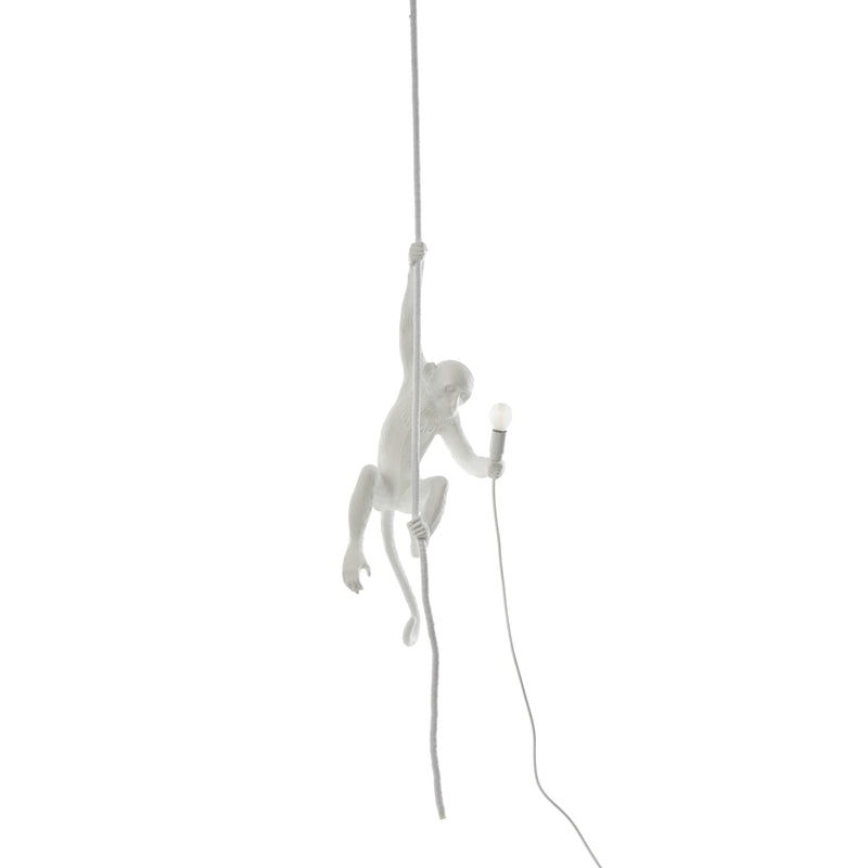 Seletti Monkey Lamp Collection - Black Monkey Lamp, White Monkey Lamp, Standing, Sitting, Hanging, Ceiling, and Swing