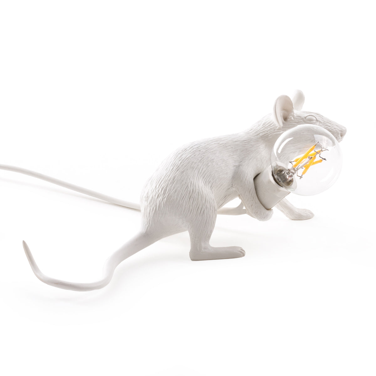 Mouse Lamps by Seletti in White, Gold, and Pink with Standing Mouse, Sitting Mouse, and Lying Down Mouse Options