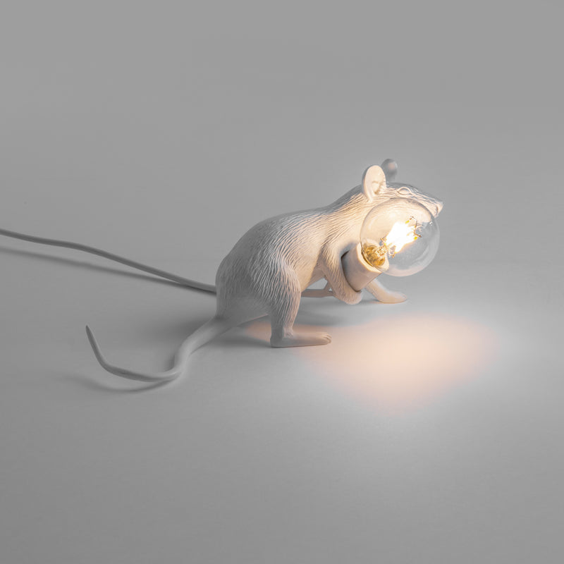 Mouse Lamps by Seletti in White, Gold, and Pink with Standing Mouse, Sitting Mouse, and Lying Down Mouse Options