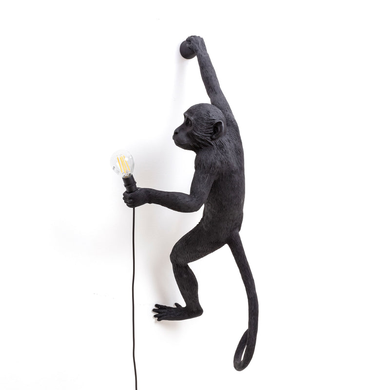 Seletti Monkey Lamp Collection - Black Monkey Lamp, White Monkey Lamp, Standing, Sitting, Hanging, Ceiling, and Swing