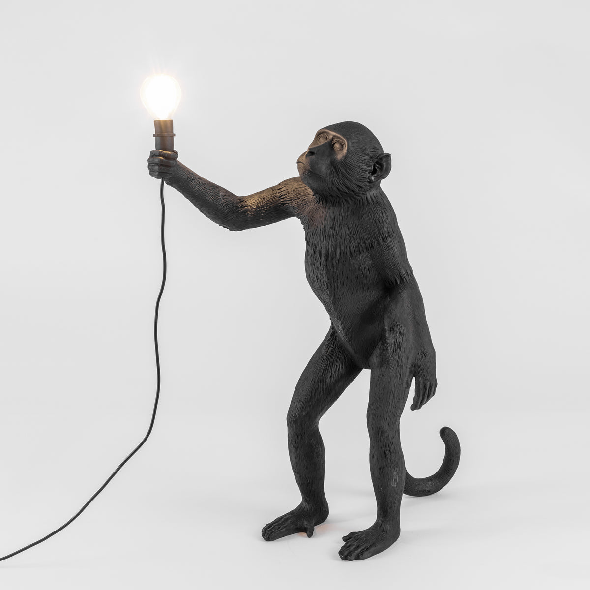 Seletti Monkey Lamp Collection - Black Monkey Lamp, White Monkey Lamp, Standing, Sitting, Hanging, Ceiling, and Swing