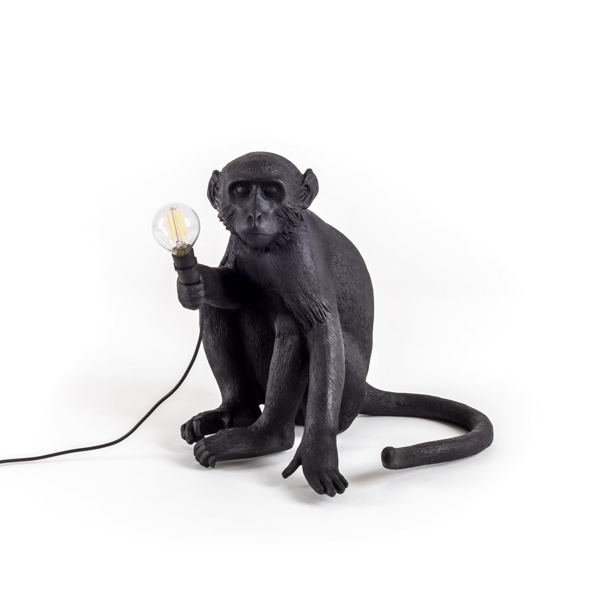 Seletti Monkey Lamp Collection - Black Monkey Lamp, White Monkey Lamp, Standing, Sitting, Hanging, Ceiling, and Swing