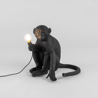 Seletti Monkey Lamp Collection - Black Monkey Lamp, White Monkey Lamp, Standing, Sitting, Hanging, Ceiling, and Swing