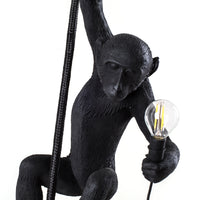 Seletti Monkey Lamp Collection - Black Monkey Lamp, White Monkey Lamp, Standing, Sitting, Hanging, Ceiling, and Swing