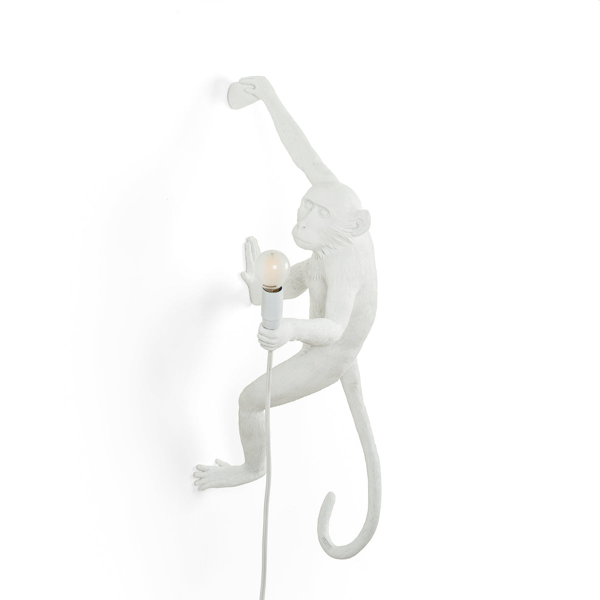 Seletti White Monkey Lamp, right-hand hanging version