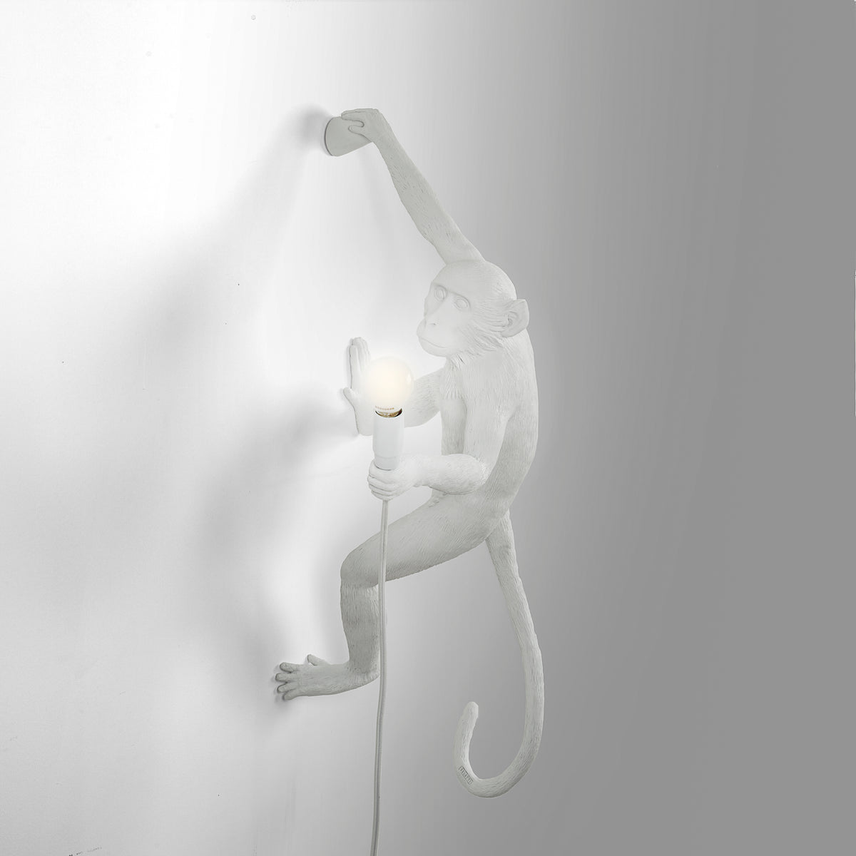 Seletti Monkey Lamp Collection - Black Monkey Lamp, White Monkey Lamp, Standing, Sitting, Hanging, Ceiling, and Swing