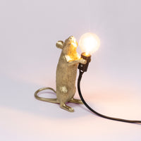 Mouse Lamps by Seletti in White, Gold, and Pink with Standing Mouse, Sitting Mouse, and Lying Down Mouse Options