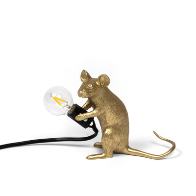 Mouse Lamps by Seletti in White, Gold, and Pink with Standing Mouse, Sitting Mouse, and Lying Down Mouse Options