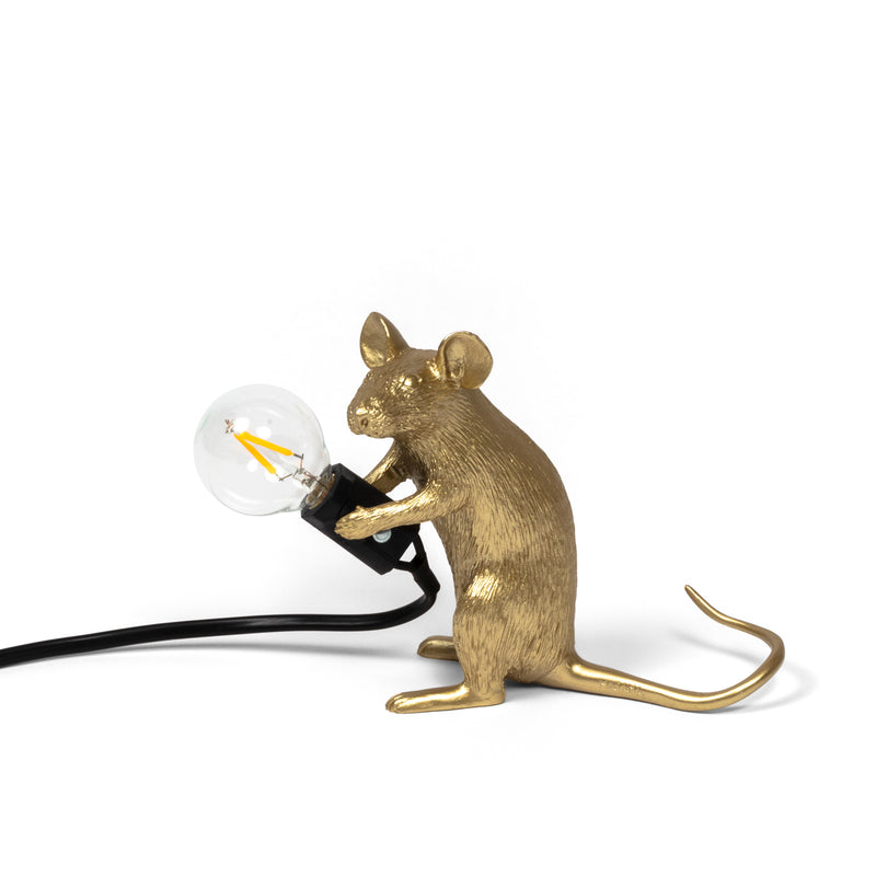 Mouse Lamps by Seletti in White, Gold, and Pink with Standing Mouse, Sitting Mouse, and Lying Down Mouse Options