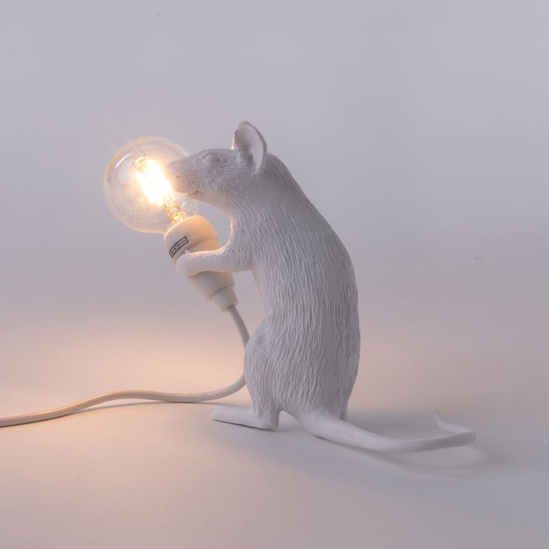 Mouse Lamps by Seletti in White, Gold, and Pink with Standing Mouse, Sitting Mouse, and Lying Down Mouse Options