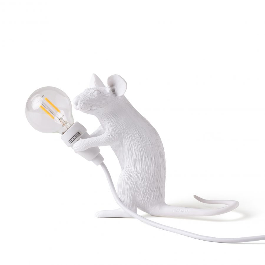 Mouse Lamps by Seletti in White, Gold, and Pink with Standing Mouse, Sitting Mouse, and Lying Down Mouse Options