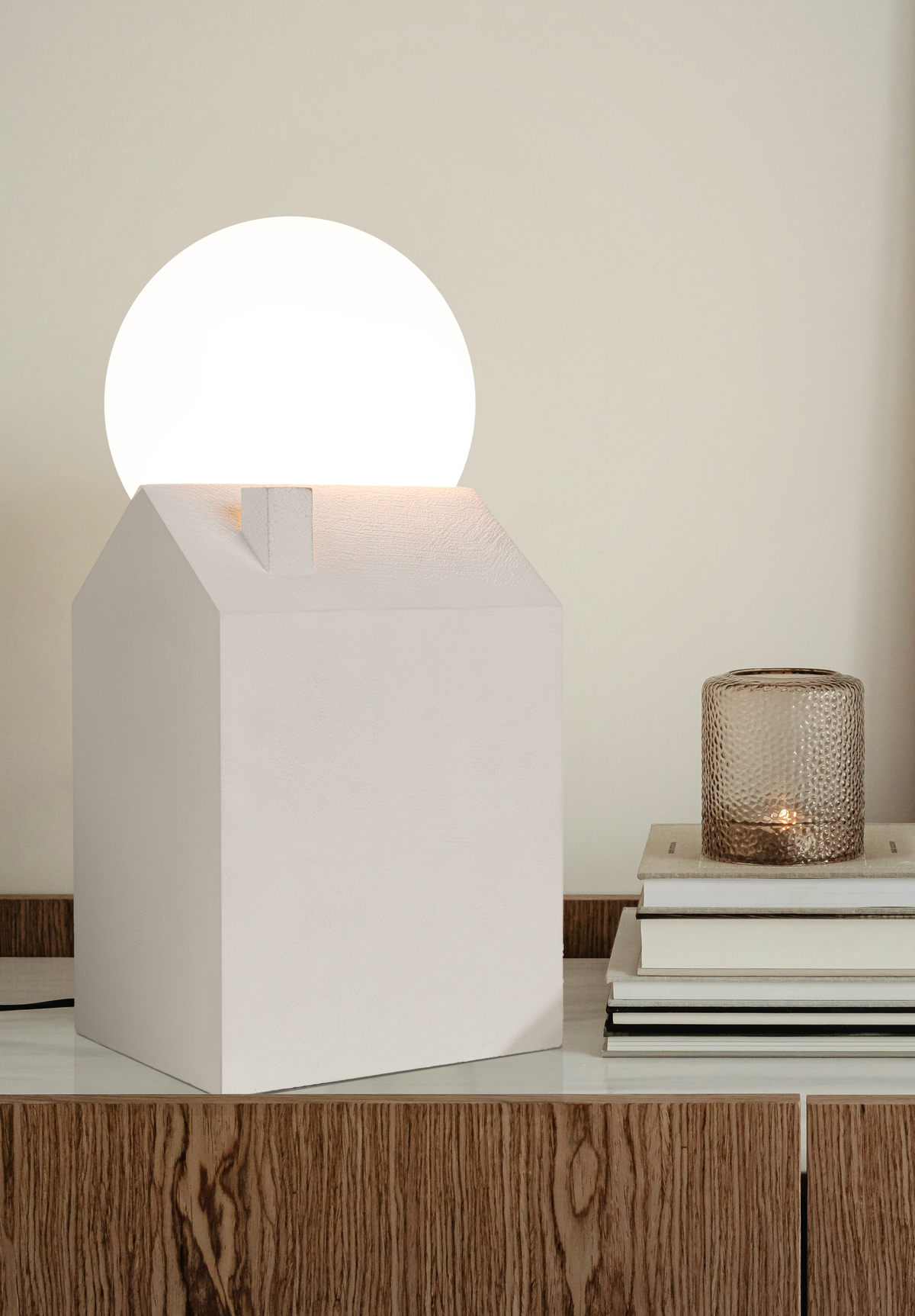 Seletti Dreamlike Table Lamp – Rising Sun Behind a House | Dimmable Concrete & Glass Lamp