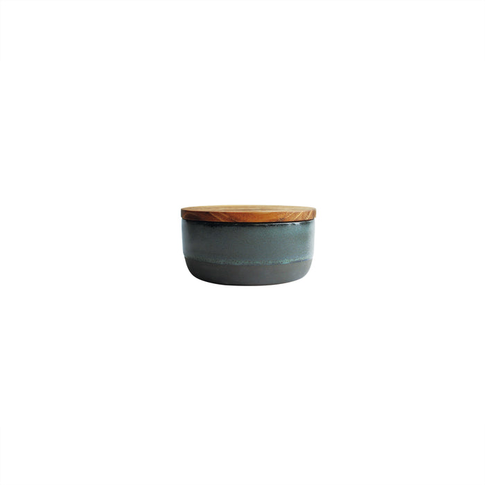 RAW Northern Green Small Bowl with Teak Wood Lid & Spoon by Aida