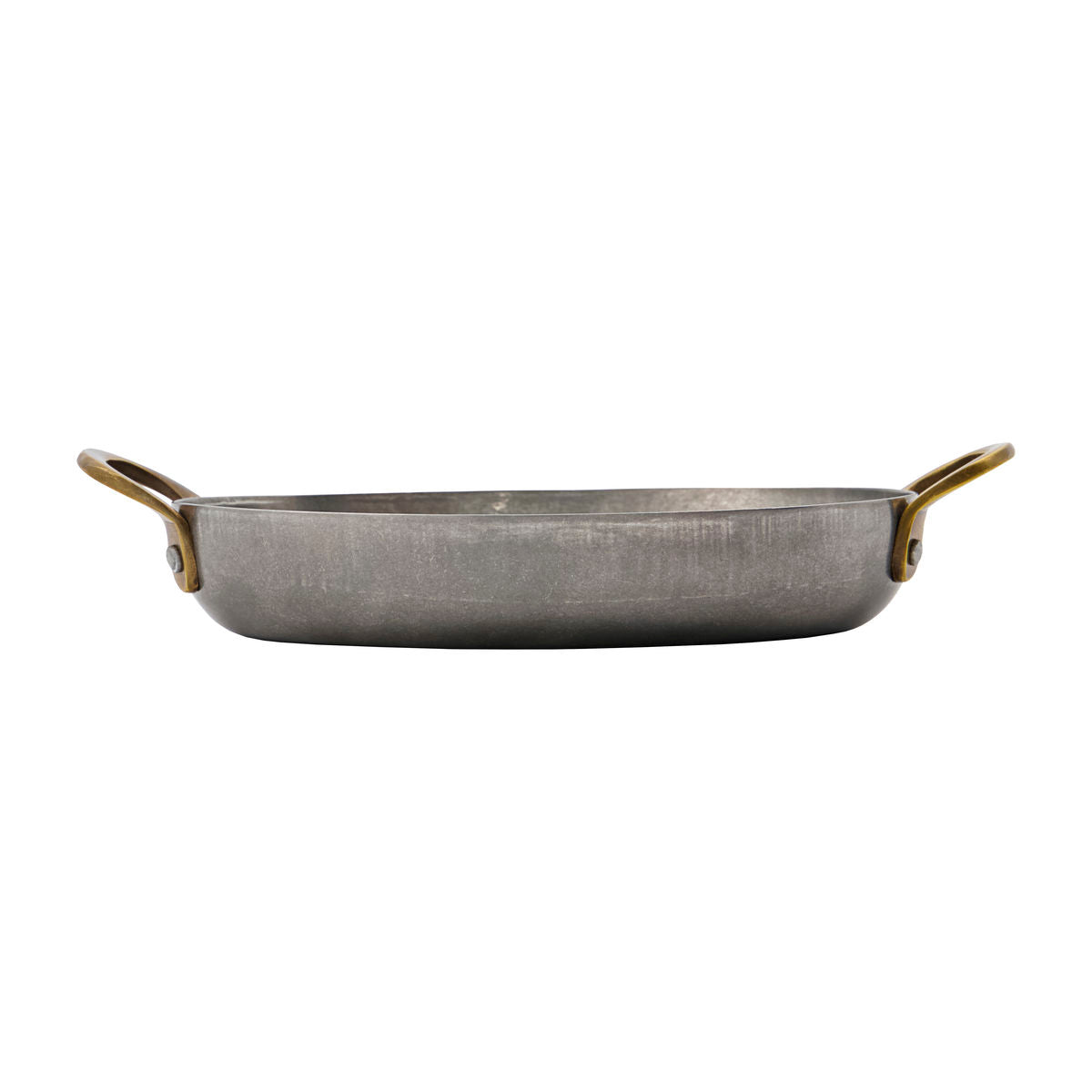 Presentation Oval Pans, Set of 2, Silver Finish with Brass Handles, by Nicolas Vahe