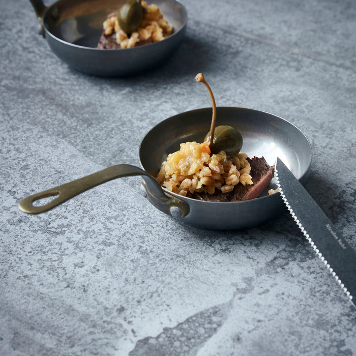 Presentation Fry Pans, Set of 2, Silver Finish with Brass Handles, by Nicolas Vahe