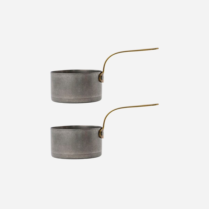 Presentation Sauce Pans, Set of 2, Silver Finish with Brass Handles, by Nicolas Vahe