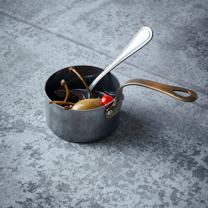 Presentation Sauce Pans, Set of 2, Silver Finish with Brass Handles, by Nicolas Vahe