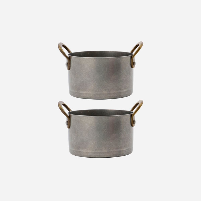 Presentation Pots Pans, Set of 2, Silver Finish with Brass Handles, by Nicolas Vahe