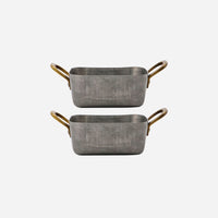 Presentation Roasting Dishes, Set of 2, Silver Finish with Brass Handles, by Nicolas Vahe