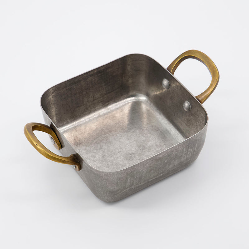 Presentation Roasting Dishes, Set of 2, Silver Finish with Brass Handles, by Nicolas Vahe