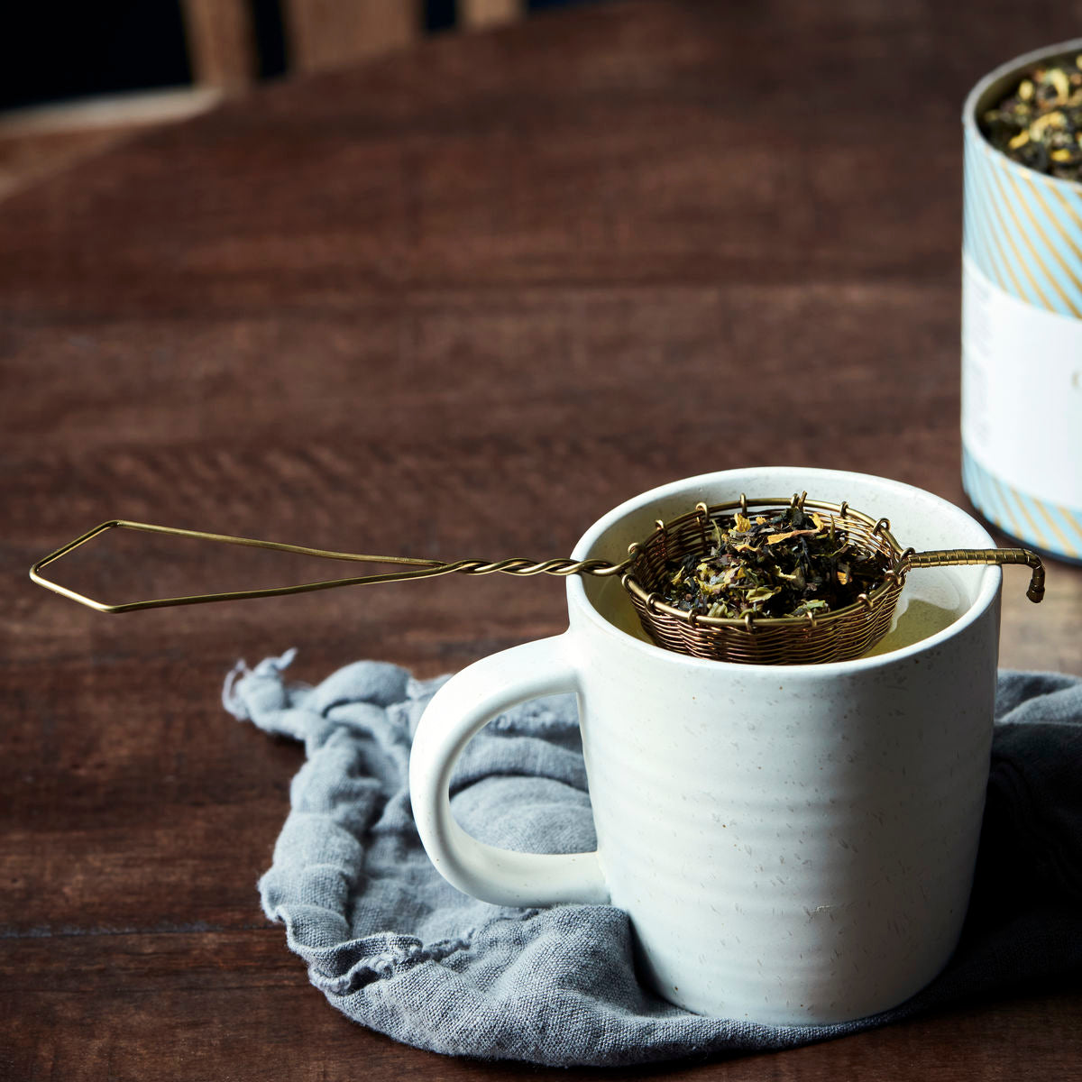 Tea Strainer, Golden Basket Strainer, Presentation by House Doctor