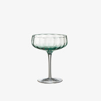 Elegant green coupe glass with wavy textured bowl
