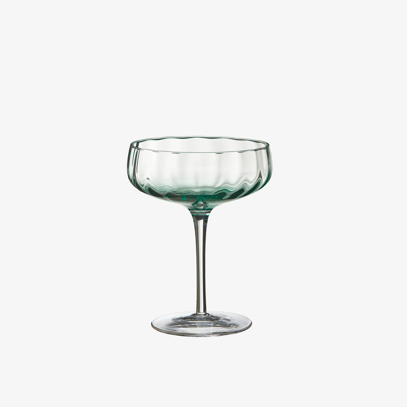 Elegant green coupe glass with wavy textured bowl