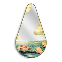 Seletti x TOILETPAPER Pear-Shaped Mirrors â€“ Gold Frame (Trumpets, Lipsticks, Drill, Tongue, Seagirl)