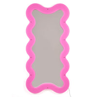 Supercurve Mirrors - Tall & Tiny Tall Illuminated Pink Mirrors by Seletti