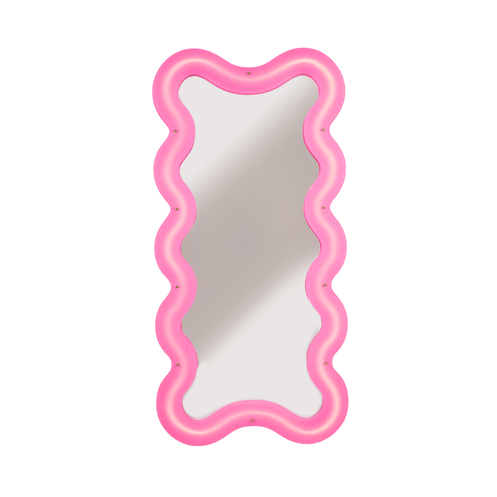 Supercurve Mirrors - Tall & Tiny Tall Illuminated Pink Mirrors by Seletti