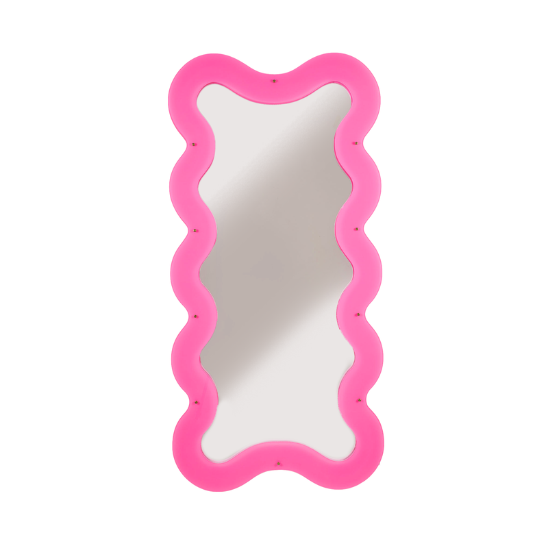 Supercurve Mirrors - Tall & Tiny Tall Illuminated Pink Mirrors by Seletti