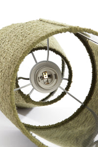 interior structure of boucle lamp showing E27 fitting in olive green model
