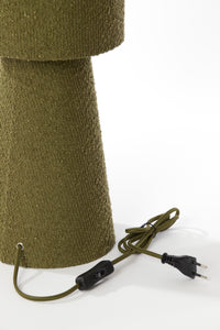 interior structure of boucle lamp showing E27 fitting in olive green model
