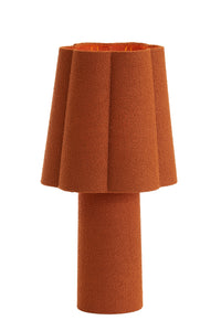  tall mushroom-style orange table lamp with textured finish
