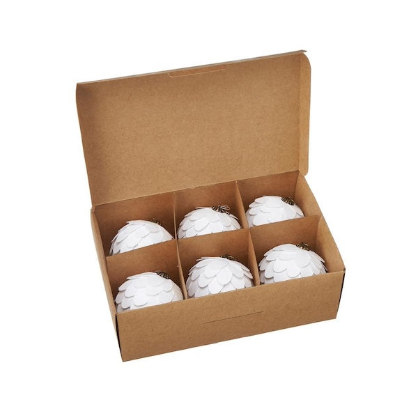 Eco Christmas Bauble, White - Set of 6