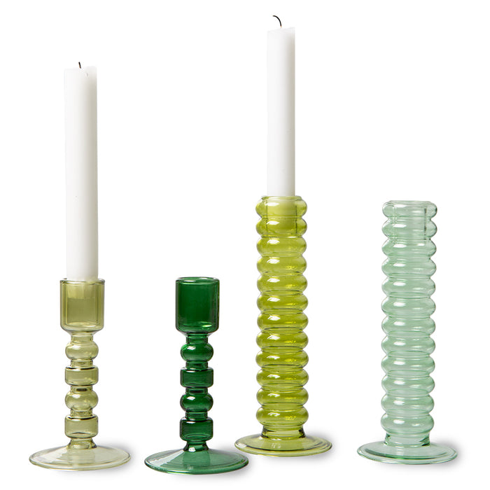 THE EMERALDS: GLASS CANDLE HOLDER L, LIME GREEN