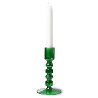 GLASS CANDLE HOLDER M, FOREST GREEN