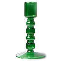 GLASS CANDLE HOLDER M, FOREST GREEN