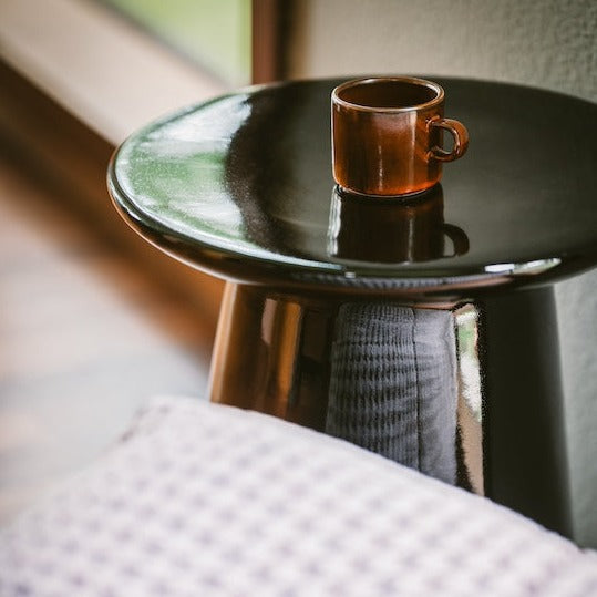 CUP AND SAUCER, BURNED ORANGE