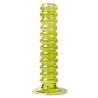 THE EMERALDS: GLASS CANDLE HOLDER L, LIME GREEN