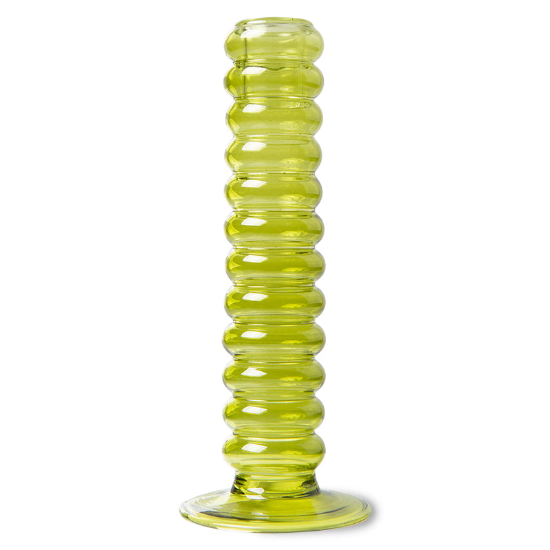 THE EMERALDS: GLASS CANDLE HOLDER L, LIME GREEN