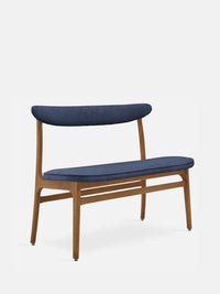 200-190 Bench by 366 Concept in Bouclé Denim with Dark Ash legs