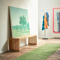 hkliving slatted bench used as a decorative element in stylish home