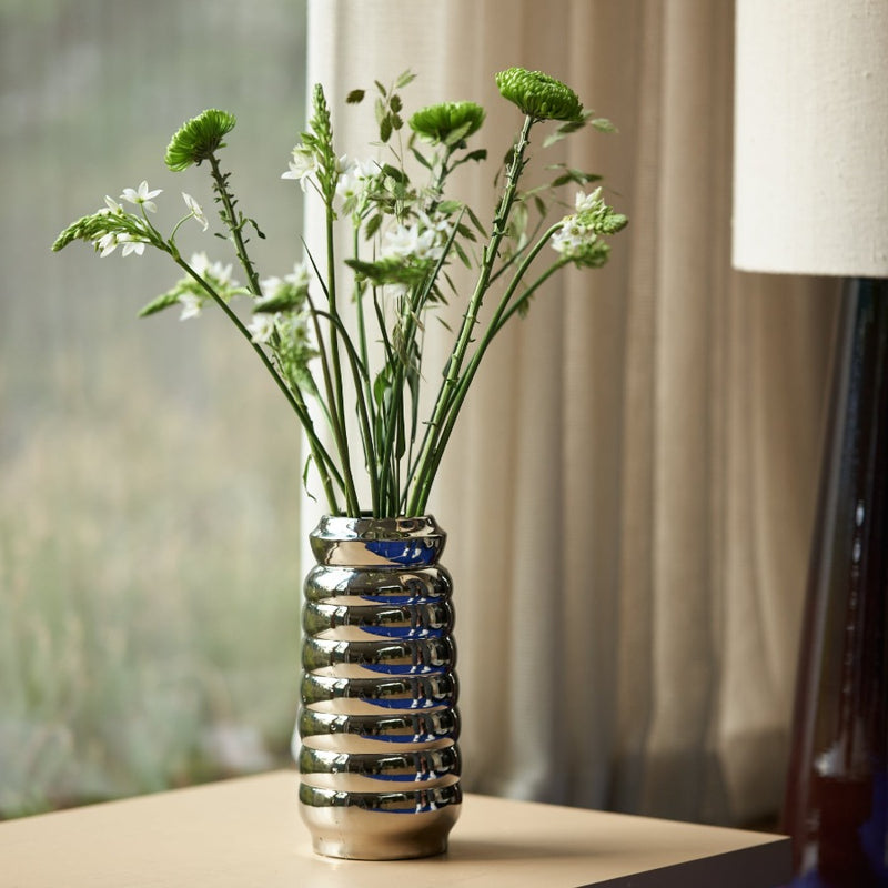 Ceramic Ribble Chrome Vase