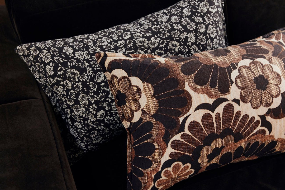 Floral Cushion, Brown and Cream - by Doris for HKLIVING