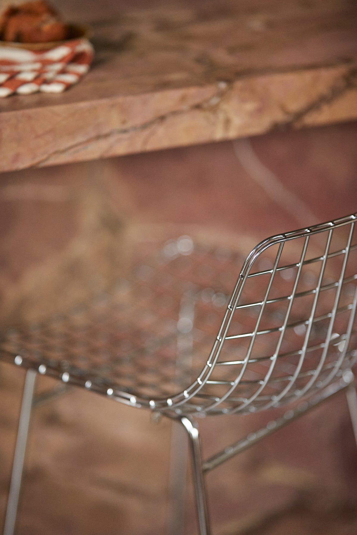 Metal Wire Bar Stool Available in Silver, Brass, and Black