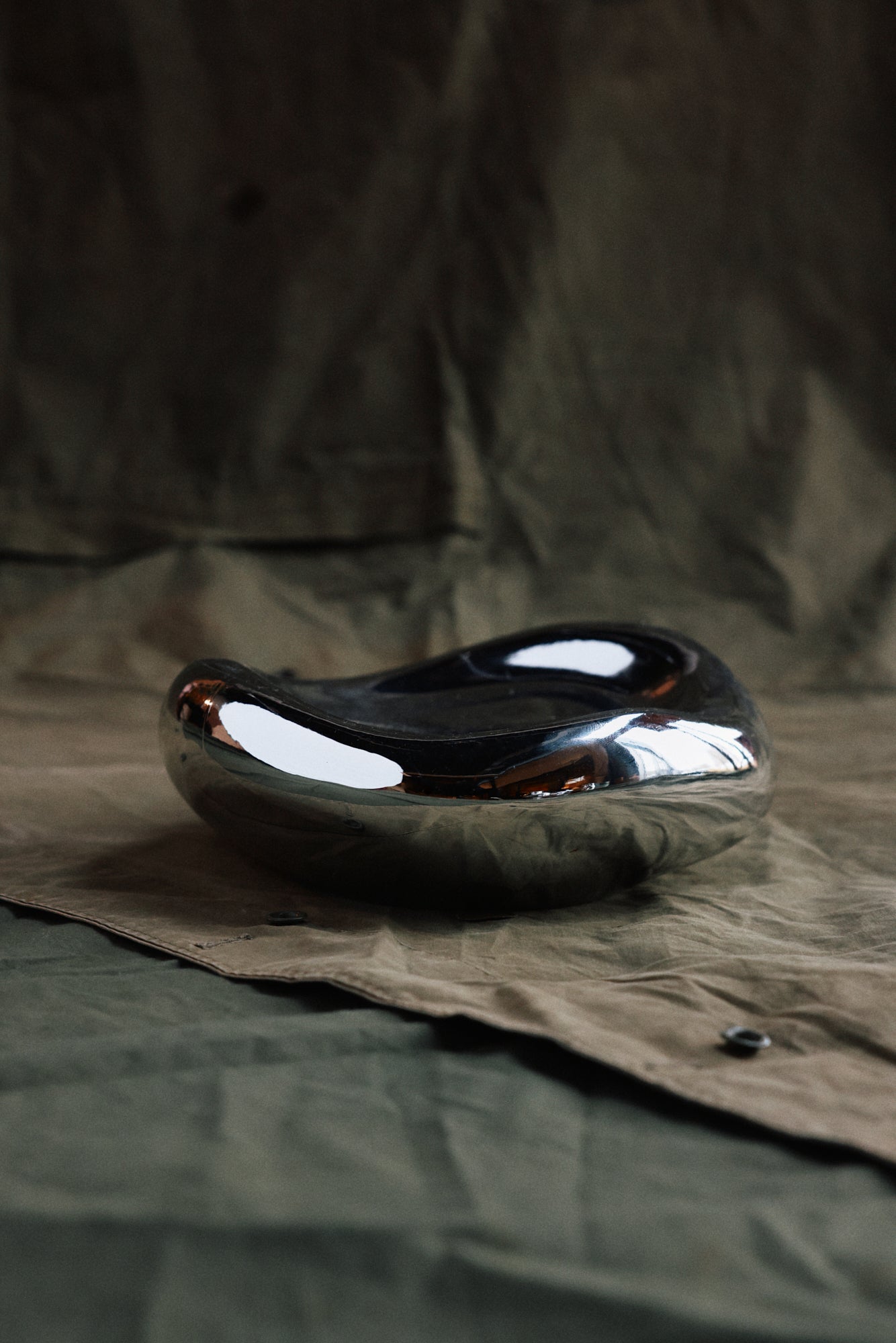 Gleam Glass Bowl – Chrome – Reflective Sculptural Glass Bowl