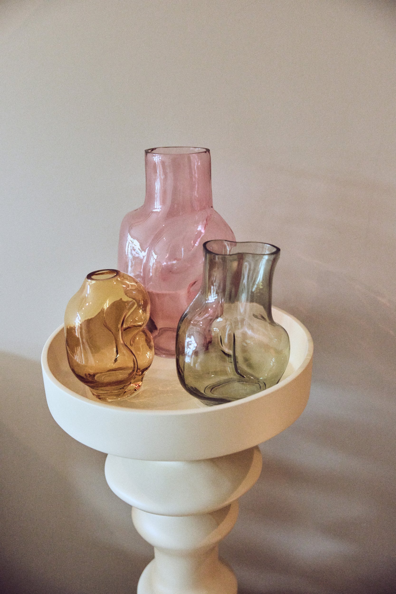 Gleam Glass High Vase – Rose – Tall Blush Pink Glass Vase form HKLIVING